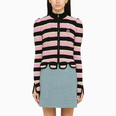 Shop Cormio | Pink/black Wool Cardigan In Multicolor
