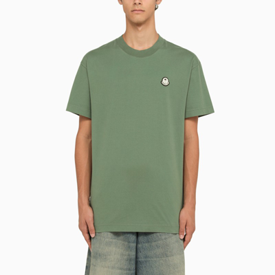 Shop Moncler Genius Green Crew-neck T-shirt With Patch