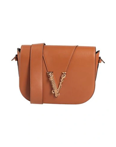 Shop Versace Woman Cross-body Bag Tan Size - Soft Leather In Brown
