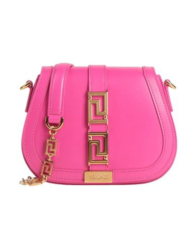 Shop Versace Woman Cross-body Bag Fuchsia Size - Leather In Pink