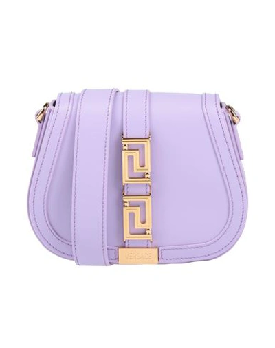 Shop Versace Woman Cross-body Bag Lilac Size - Soft Leather In Purple