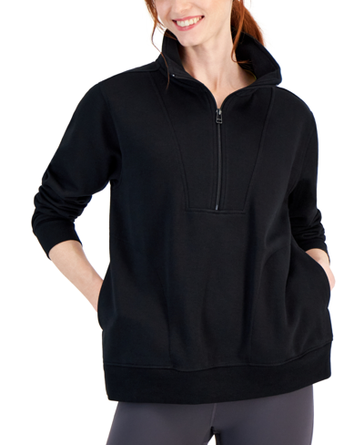 Shop Id Ideology Women's Quarter-zip Sweatshirt, Created For Macy's In Deep Black
