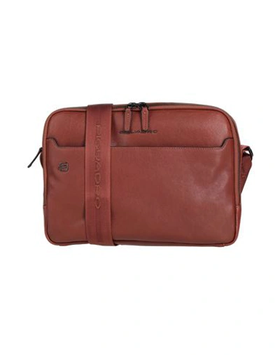 Shop Piquadro Man Cross-body Bag Tan Size - Bovine Leather In Brown