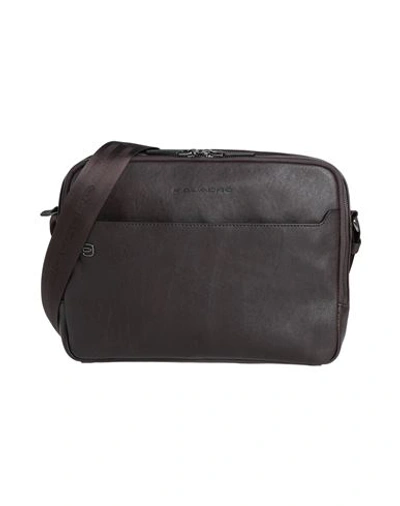 Shop Piquadro Man Cross-body Bag Dark Brown Size - Bovine Leather