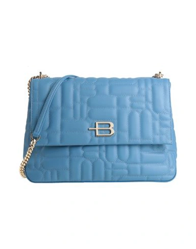 Shop Baldinini Woman Cross-body Bag Azure Size - Calfskin, Pvc - Polyvinyl Chloride In Blue