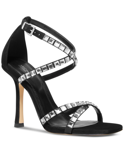 Shop Michael Kors Michael  Women's Celia Embellished Strappy Dress Sandals In Black