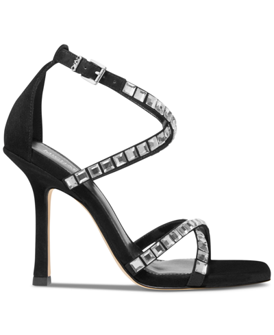 Shop Michael Kors Michael  Women's Celia Embellished Strappy Dress Sandals In Black