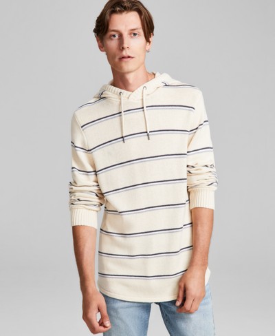 Shop And Now This Men's Regular-fit Stripe Hooded Sweater, Created For Macy's In Cream Heather