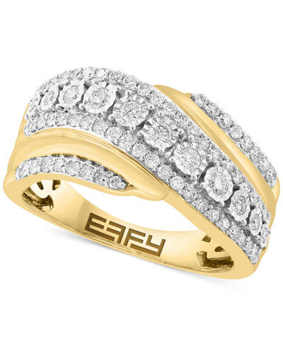 Shop Effy Collection Diamond Swirl Statement Ring (5/8 Ct. T.w.) In 14k Two-tone Gold In K Two Tone Gold