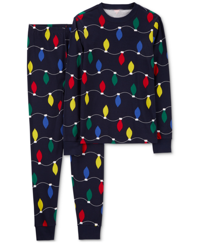Shop Carter's Adult Unisex Holiday Lights Snug Fit Cotton Family Pajamas, 2 Piece Set In Navy