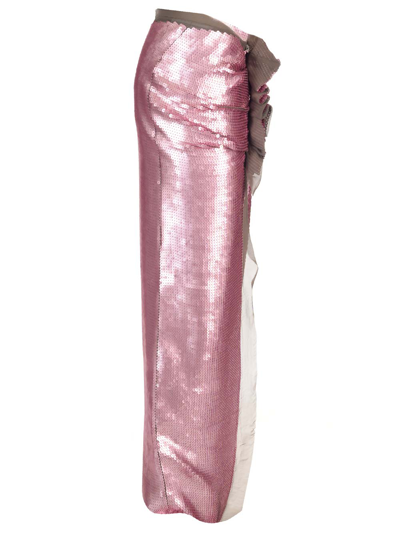 Shop Rick Owens Long Skirt In Silk Chiffon With Sequins In Rose