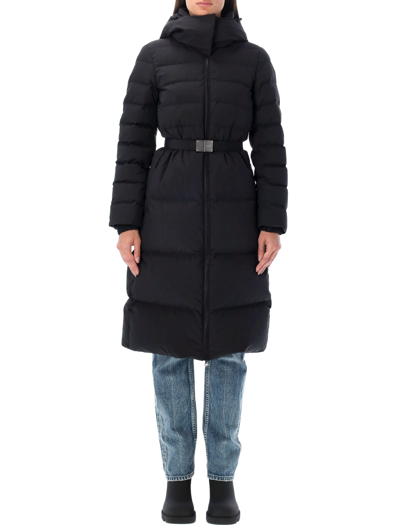 Shop Burberry Belted Puffer Coat In Black