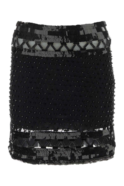Shop Alberta Ferretti Sequins-embellished Mesh Mini Skirt In Nero