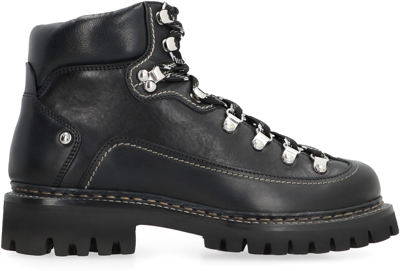 Shop Dsquared2 Canadian Lace-up Leather Ankle Boots In Black