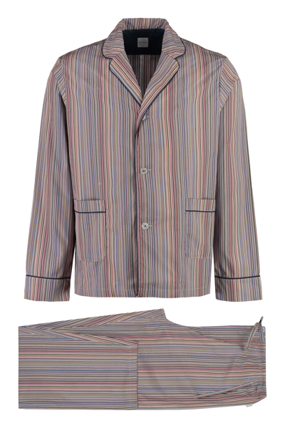 Shop Paul Smith Striped Cotton Pyjamas In Multicolor