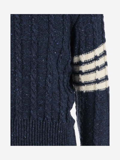 Shop Thom Browne Ribbed Wool Blend Pullover In Blue