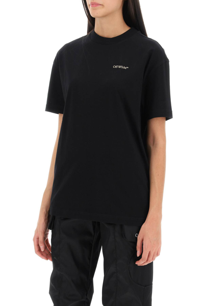 Shop Off-white T-shirt With Back Embroidery In Black Beige (black)