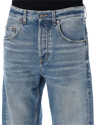 Shop Saint Laurent Extreme Baggy Jeans In Medium Blue