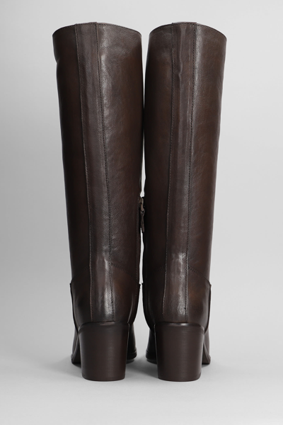 Shop Julie Dee High Heels Boots In Dark Brown Leather