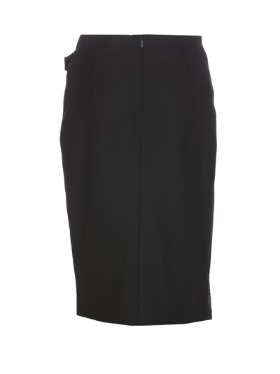 Shop Pinko Longuette Piercing Buckle Skirt In Black