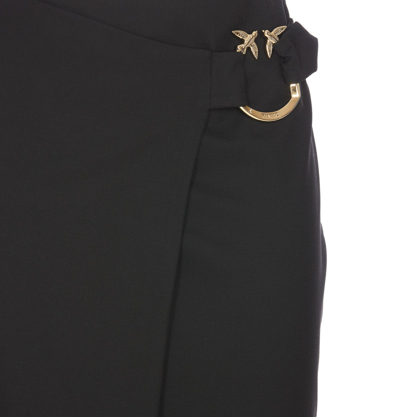 Shop Pinko Longuette Piercing Buckle Skirt In Black