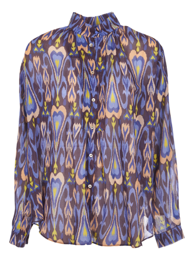 Shop Forte Forte Printed Buttoned Shirt In Night Fall