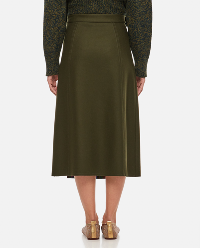 Shop Plan C Wool Sequins Midi Skirt In Green