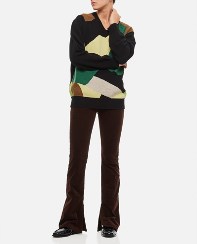 Shop Plan C Wool Cashmere V Neck Sweater In Multicolour