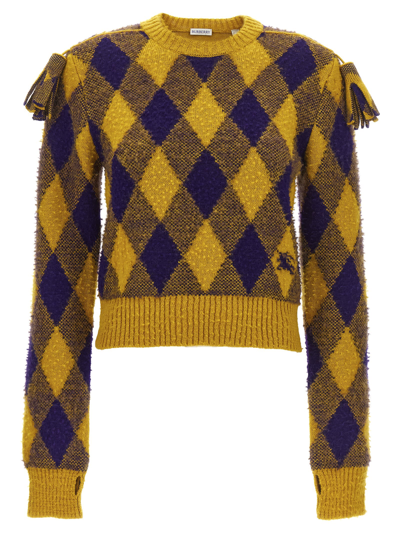 Shop Burberry Argyle Sweater In Yellow