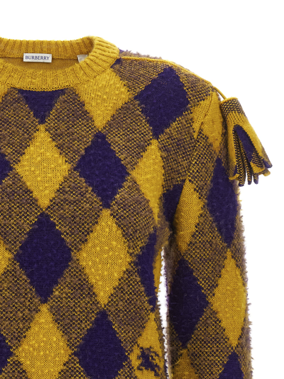 Shop Burberry Argyle Sweater In Yellow