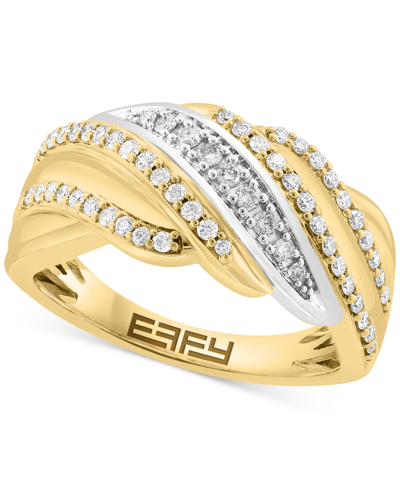Shop Effy Collection Effy Diamond Multi-row Swirl Ring (3/8 Ct. T.w.) In 14k Two-tone Gold In K Two Tone Gold
