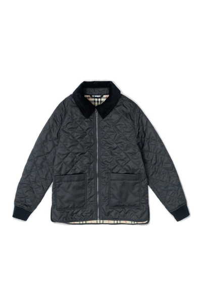 Shop Burberry Quilted Zipped Jacket In Black