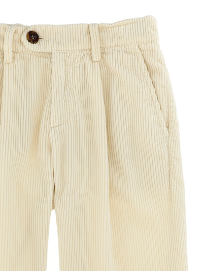 Shop Brunello Cucinelli Ribbed Velvet Pants In White