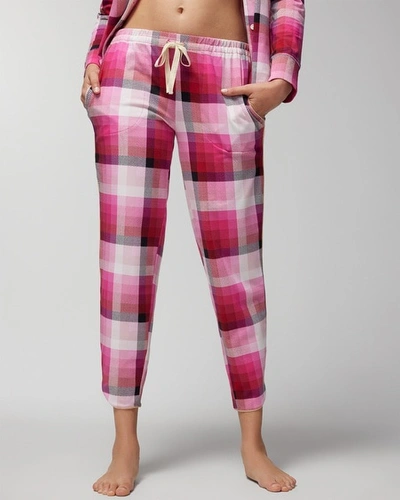 Shop Soma Women's Embraceable Ankle Pajama Pants In Restful Plaid Ivory Size Small |