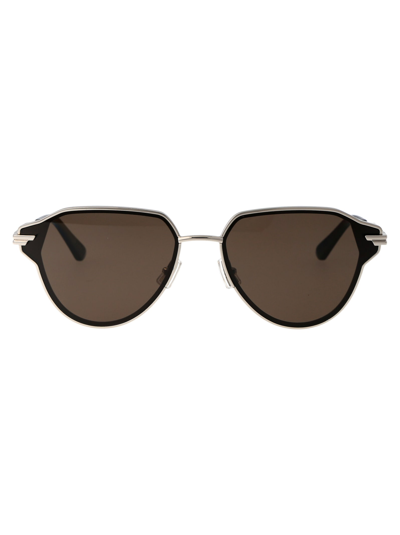 Shop Bottega Veneta Bv1271s Sunglasses In 004 Silver Silver Brown