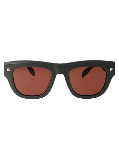 Shop Alexander Mcqueen Am0425s Sunglasses In 004 Grey Grey Brown