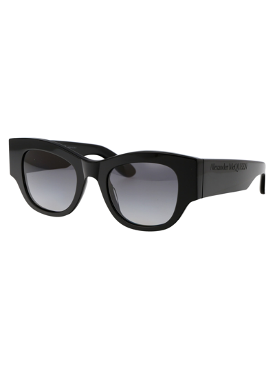 Shop Alexander Mcqueen Am0420s Sunglasses In 001 Black Black Grey