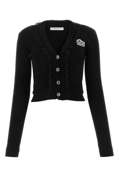 Shop Alessandra Rich Logo Detailed Buttoned Cardigan In Black