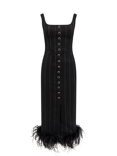Shop Alessandra Rich Stripe Detailed Buttoned Dress In Multi