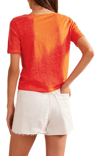 BODEN LINEN SCOOP NECK BUTTON-UP TOP 