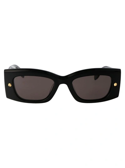 Alexander Mcqueen Womens Black-black-smoke Am0426s Rectangular-frame Recycled-acetate Sunglasses In 001 Black Black Grey