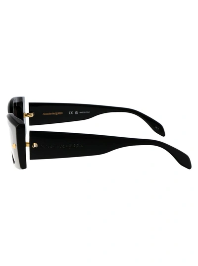 Alexander Mcqueen Womens Black-black-smoke Am0426s Rectangular-frame Recycled-acetate Sunglasses In 001 Black Black Grey