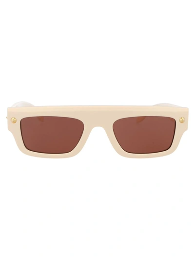 Shop Alexander Mcqueen Sunglasses In 004 Ivory Ivory Brown