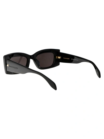 Alexander Mcqueen Womens Black-black-smoke Am0426s Rectangular-frame Recycled-acetate Sunglasses In 001 Black Black Grey