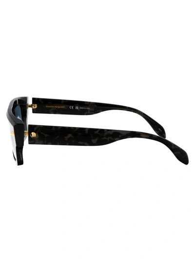 Alexander Mcqueen Marble-pattern Square-frame Sunglasses In 003 Havana Havana Blue