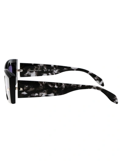Alexander Mcqueen Eyewear Rectangle Frame Sunglasses In 003 Havana Havana Violet
