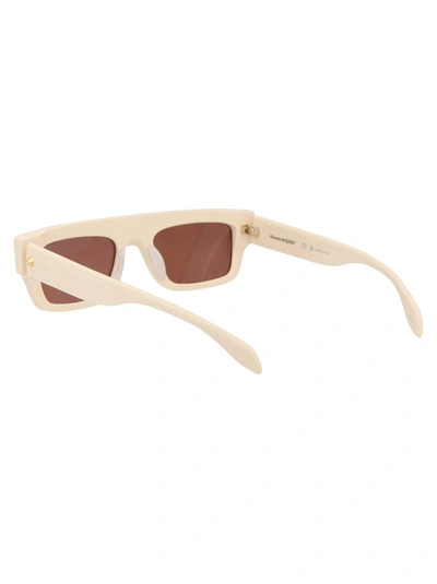 Alexander Mcqueen Spike Studs Contemporary Square Frame Tinted Sunglasses In 004 Ivory Ivory Brown
