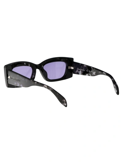 Alexander Mcqueen Eyewear Rectangle Frame Sunglasses In 003 Havana Havana Violet