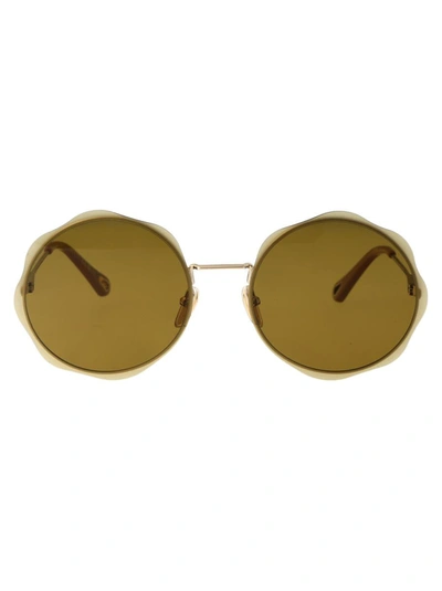 Shop Chloé Sunglasses In 001 Gold Gold Green