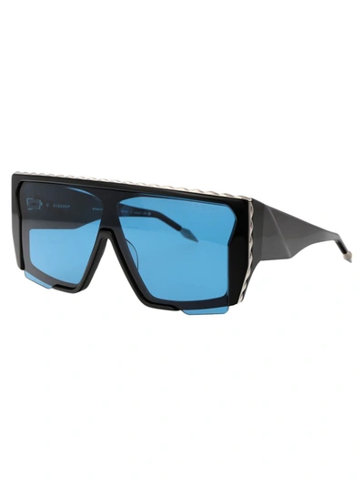 Shop Dita Sunglasses In 01 Black - Silver W/ Cobalt Blue
